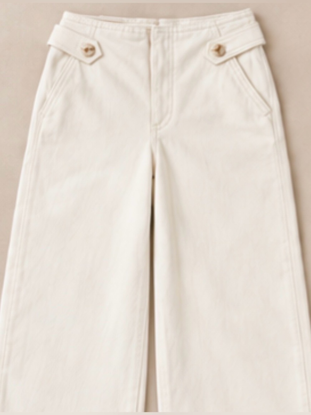 Maeve by Anthropologie Ivory Wide Leg Cropped Pants Size 30 High Rise - Picture 3 of 7